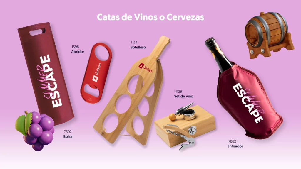 Merchandising para catas de vinos y cervezas