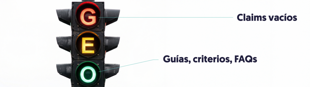 Banner en un semáforo con las letras geo