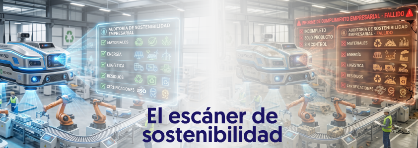 banner el escáner de sostenibilidad de dos informes diferentes positivo y negativo