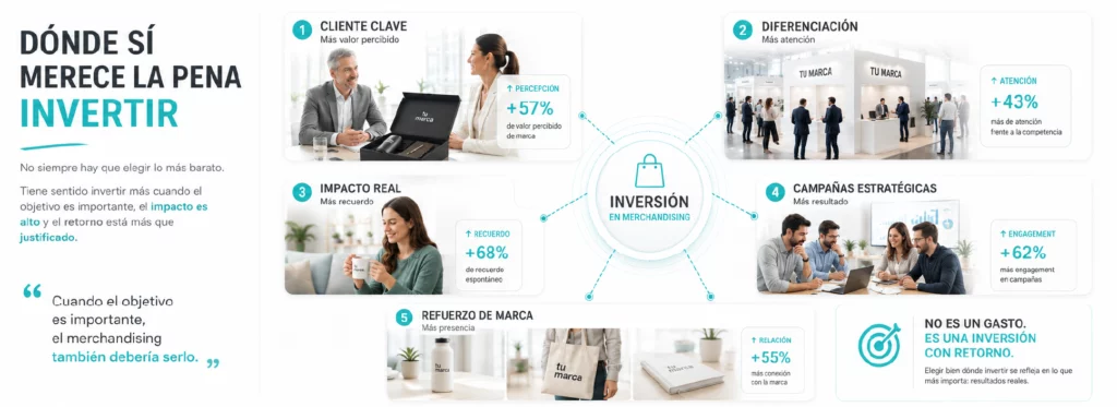 en el centro la inversión en merchandising alrededor cliente clave, la diferenciación, el impacto, las campañas y el refuerzo de marca