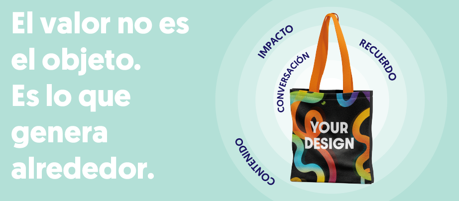 Totebag con ondas que son conversación, recuerdo, impacto y contenido
