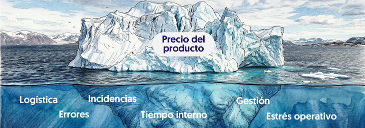 visual tipo iceberg parte visible precio y oculta lo demás