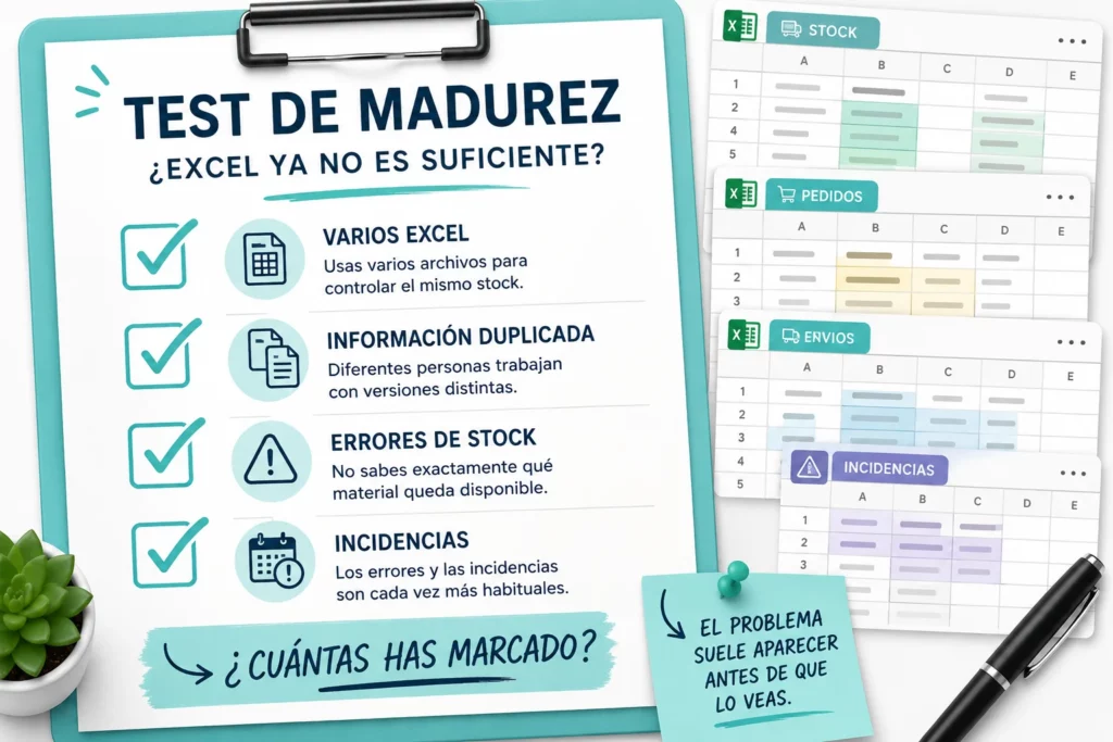 el test de madurez lista de comprobaciones y con las primeras casillas marcas y pestañas del excel