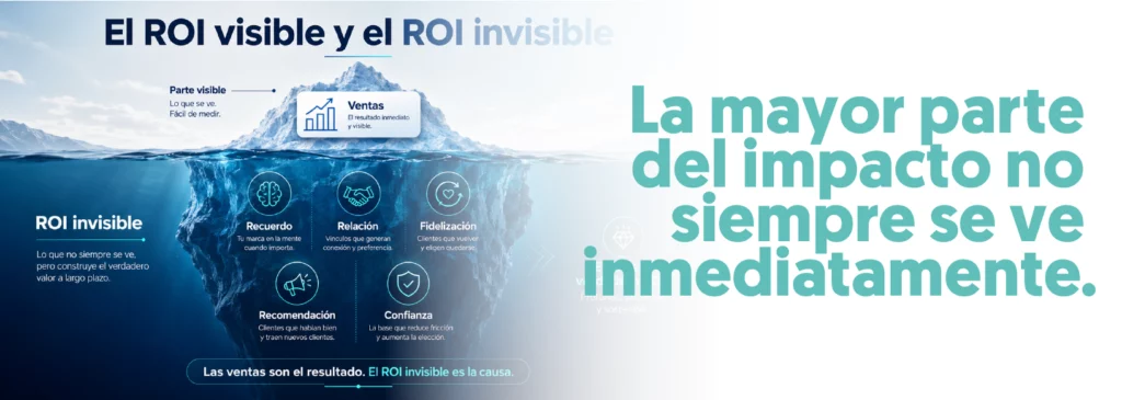 iceberg para poner el roi visible e invisible, la mayor parte del impacto no se ve inmediatamente