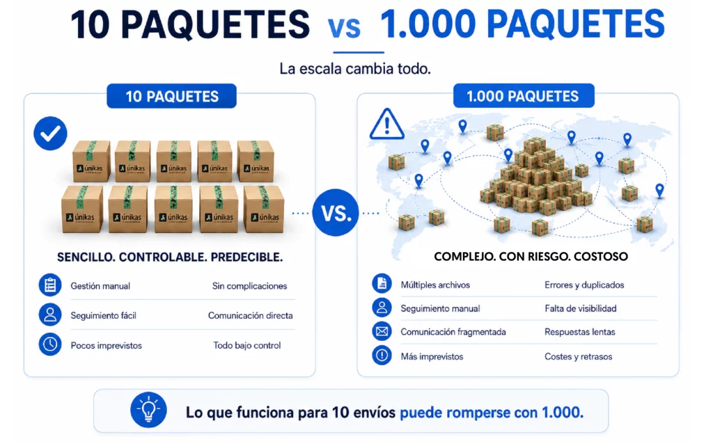 la diferencia entre 10 paquetes vs 1000 paquetes