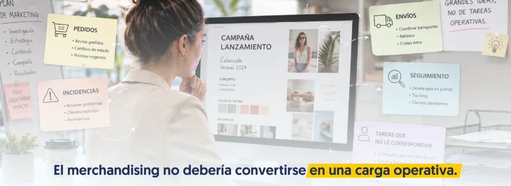 persona trabajando alrededor stock, pedidos, incidencias, envíos y seguimiento