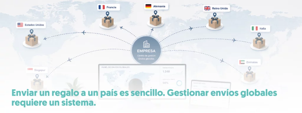 persona viendo el mapa del mundo para ver donde enviar los regalos corporativos
