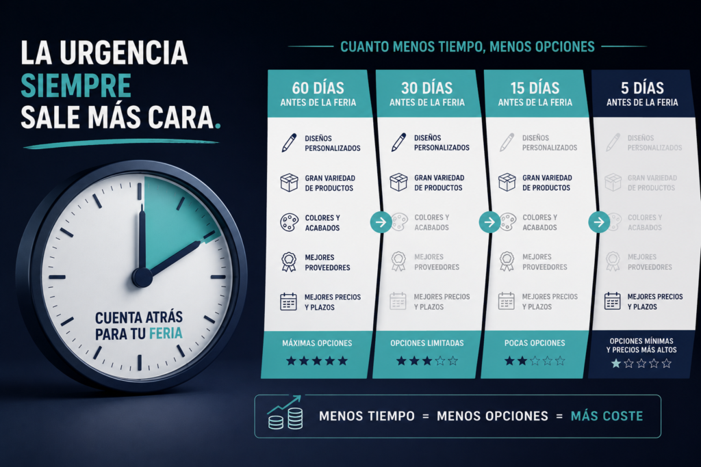 reloj con la cuenta atrás que según pasan los días tienen menos servicios para hacer en la feria