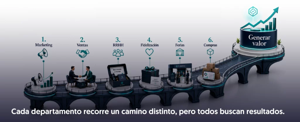 cada departamento recorre un camino distinto pero todos buscan el mismo resultado que genere valor
