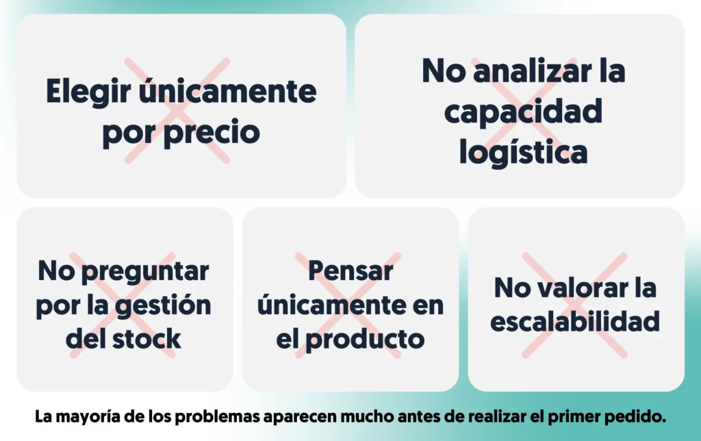 cinco tarjetas de advertencia con cada error habitual