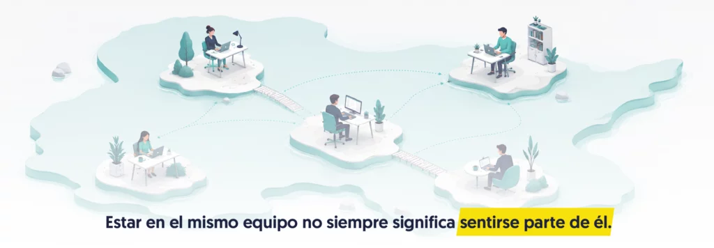la isla desierta varias personas trabajando desde pequeñas islas sepradas todas en el mismo mapa