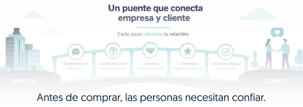 puente de confianza conecta la empresa y el cliente