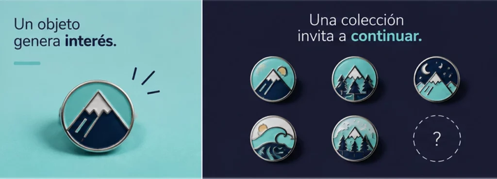 dos bloques en uno hay un pin y en la otra seis pines coleccionables