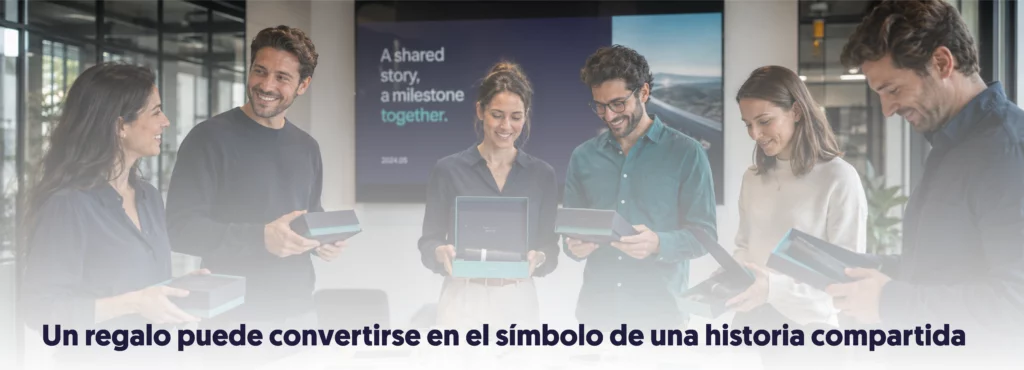 Equipo después de finalizar un proyecto varias personas reciben una pieza especial tras ganar un hito