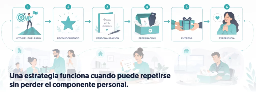 Proceso de reconocimiento de empleados con regalos personalizados