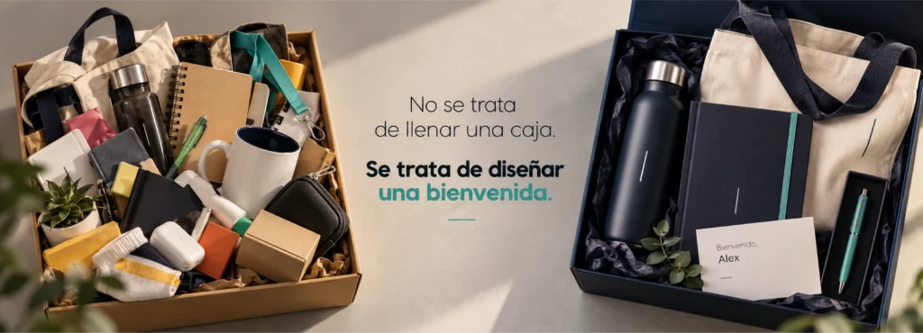 dos packs uno bien preparado con productos elegidos y otro pack con muchos productos desordenados